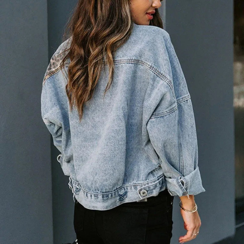 Leopard Edge Denim Jacket
