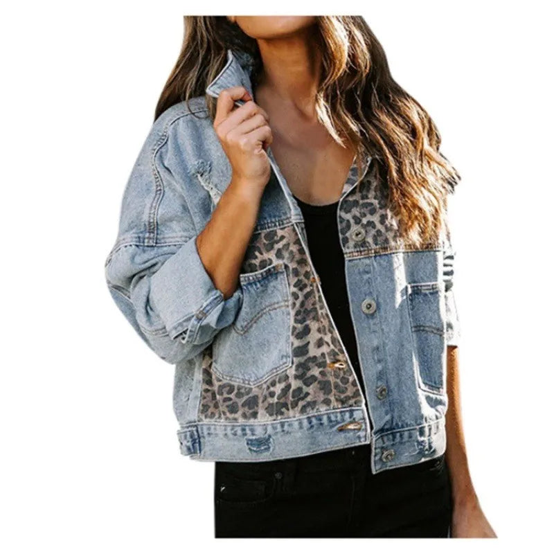 Leopard Edge Denim Jacket