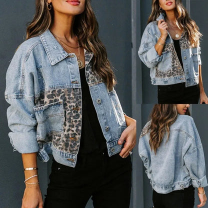 Leopard Edge Denim Jacket