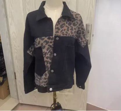 Leopard Edge Denim Jacket