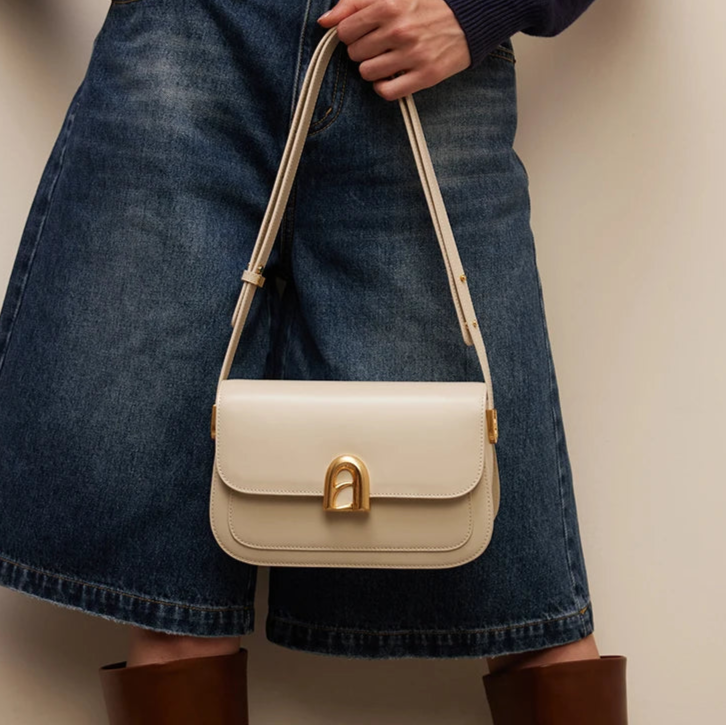 Structured Leather Shoulder Bag